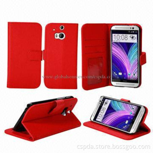 PU Wallet Stand Cases for HTC One 2, with Card Slots